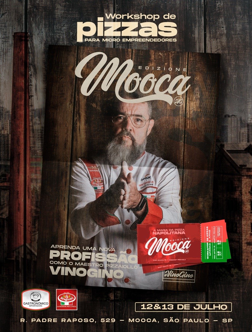 Chef Gino Contin promove Workshop de Pizzas para microempreendedores em São Paulo