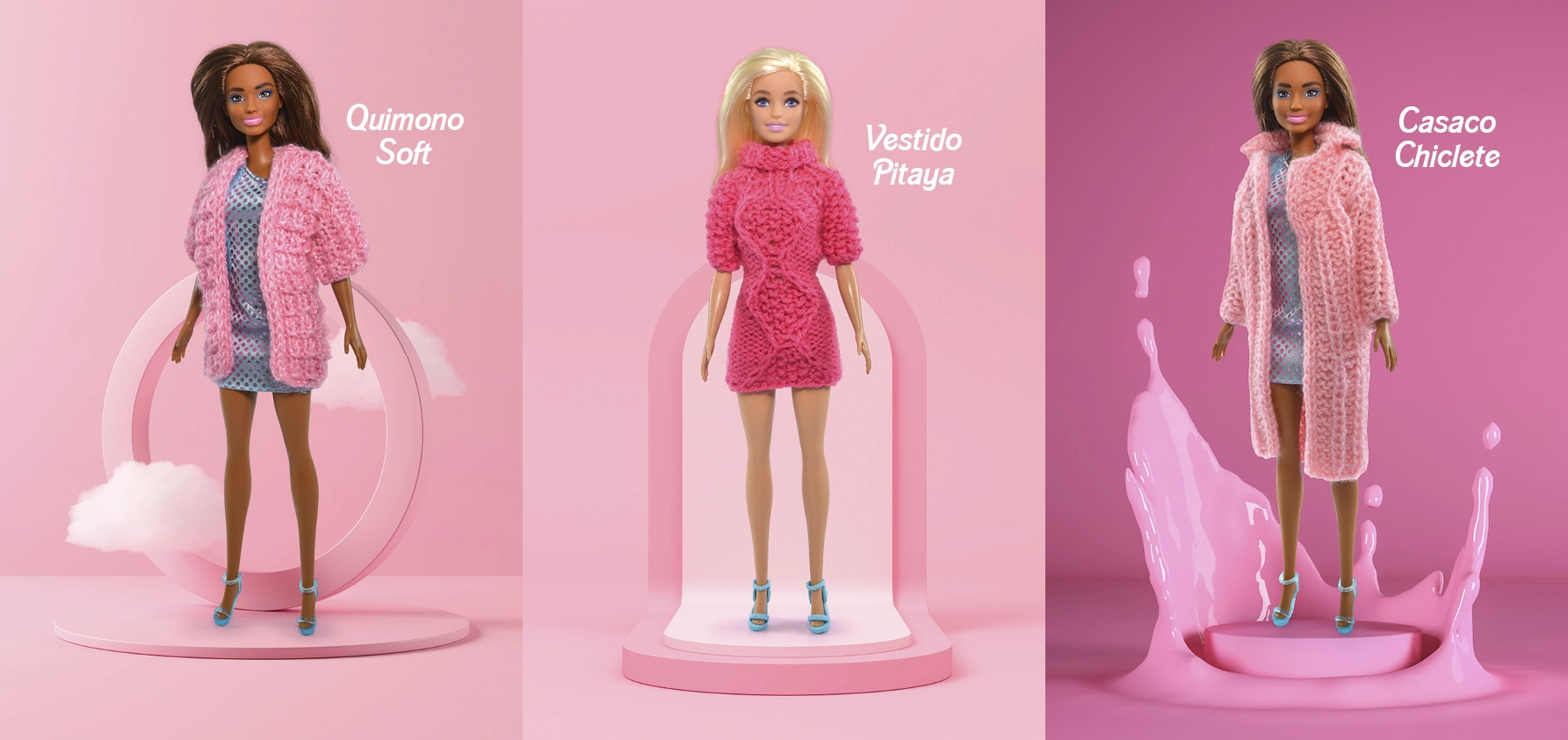 Roupa para Barbie de Tricô - Vestido Pitaya